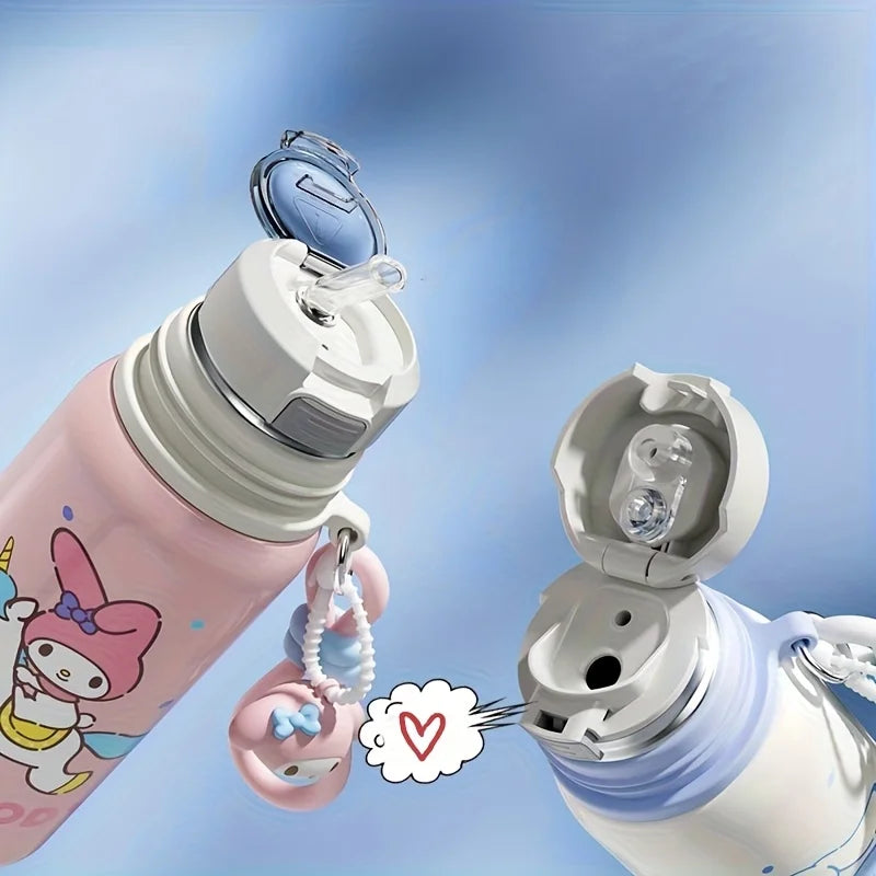 1pc Sanrio Series Insulated Cup 460ML, Cute Outdoor Travel Portable Water Bottle, Office Water Cup, Dual-Drinking Cup