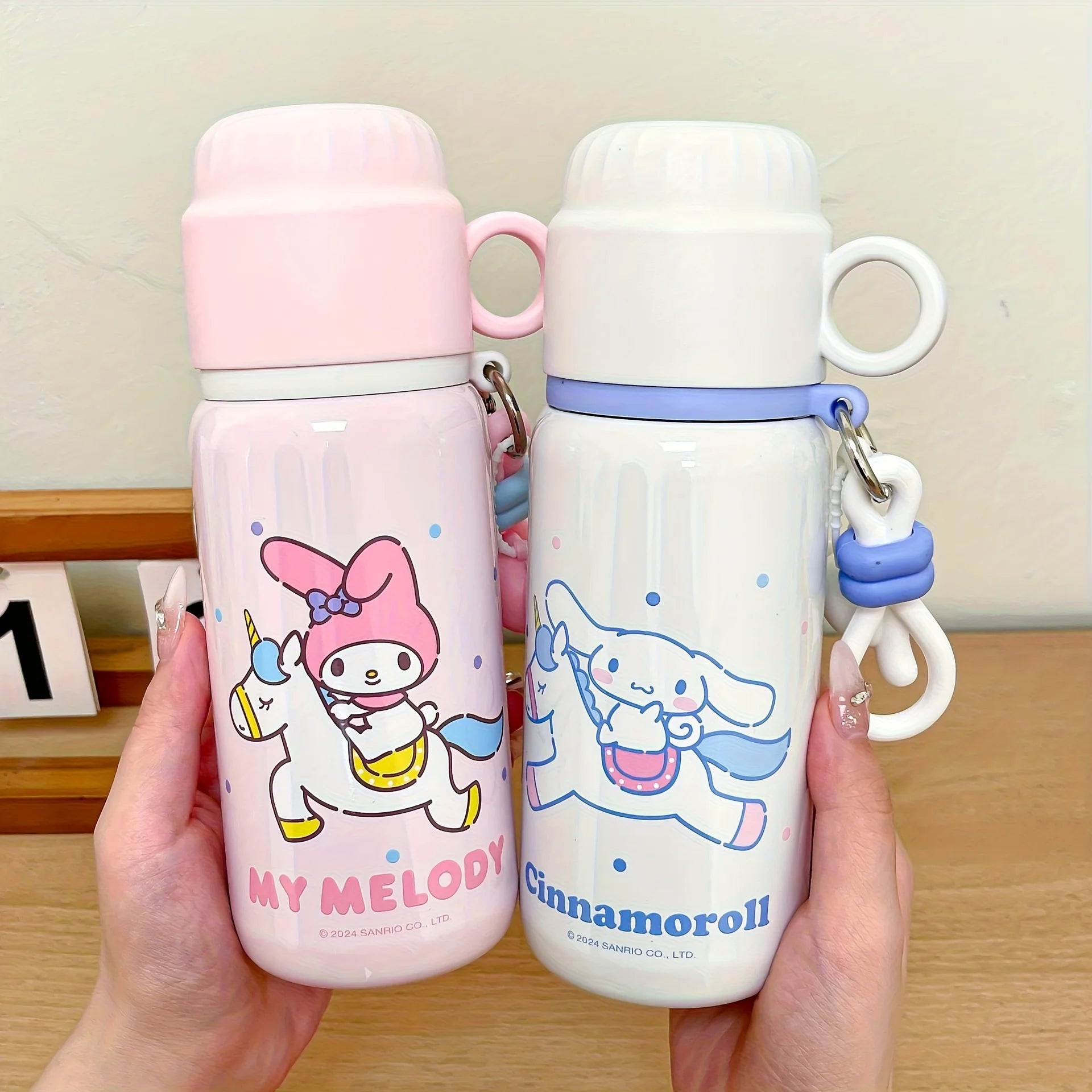 1pc Sanrio Series Insulated Cup 460ML, Cute Outdoor Travel Portable Water Bottle, Office Water Cup, Dual-Drinking Cup